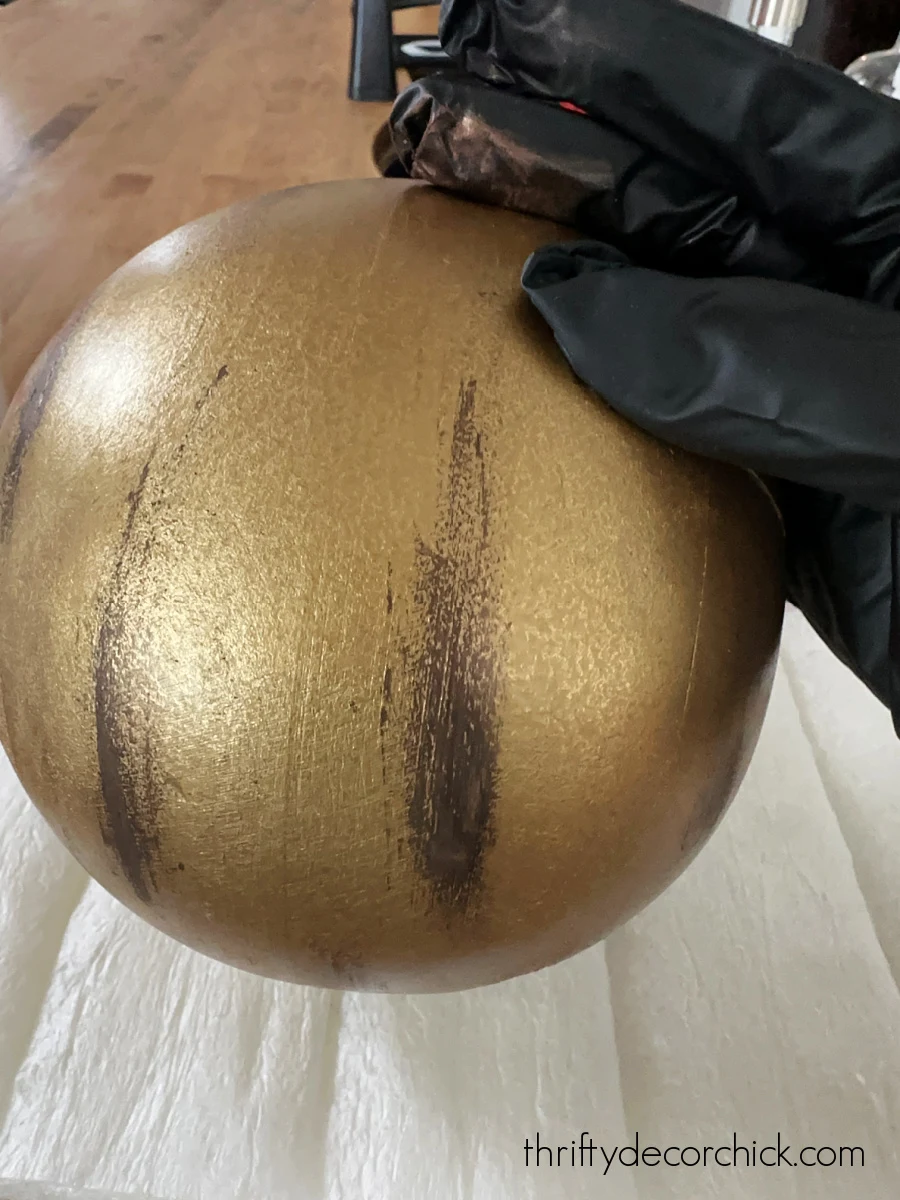 dark wax on gold spray paint